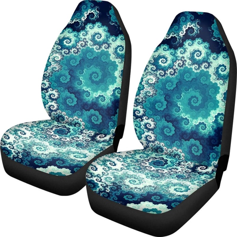 Howilath Blue Swirl Art Design Seat Covers for Women Men Car Seat Covers, 2pcs Car Accessories High Back Front Seat Covers - Image 2